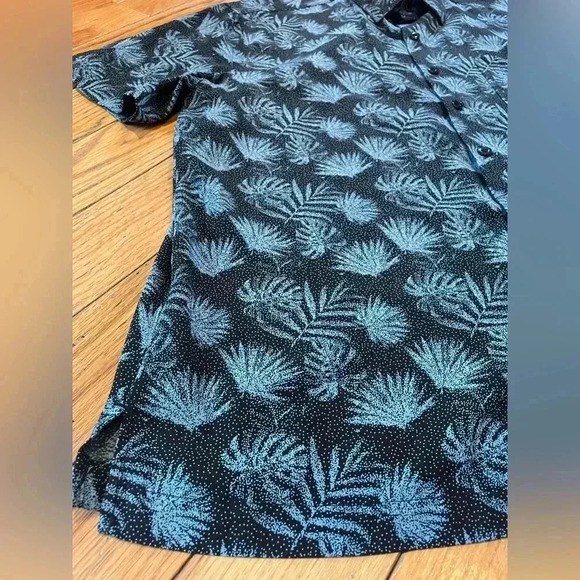 Nat Nast Blue Silk Blend Button Up Short Sleeve Palm Hawaiian Shirt Men’s Size L - Picture 2 of 12